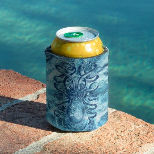 Blauwe golven van het Zee & Octopus Grafische Tek Blikjeskoeler (Insitu Zwembad)