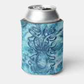 Blauwe golven van het Zee & Octopus Grafische  Tek Blikjeskoeler (Blikje Achterkant)