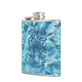 Blauwe golven van het Zee & Octopus Grafische  Tek Heupfles (Links)