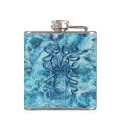 Blauwe golven van het Zee & Octopus Grafische  Tek Heupfles (Achterkant)