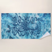 Blauwe golven van het Zee & Octopus Grafische  Tek Strandlaken (Voorkant)