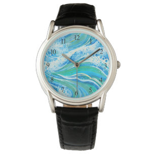 Blauwe golven voor Zee in de oceaan Horloge
