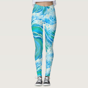 Blauwe golven voor Zee in de oceaan Leggings
