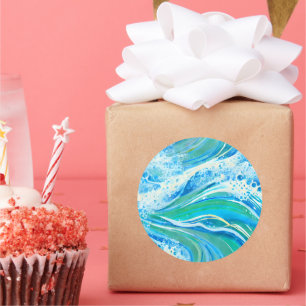 Blauwe golven voor Zee in de oceaan Ronde Sticker