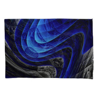 Blauwe golvende abstracte, digitale kunstachtergro kussensloop