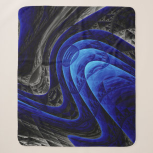Blauwe golvende abstracte, digitale kunstachtergro sherpa deken