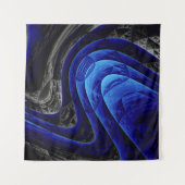 Blauwe golvende abstracte, digitale kunstachtergro wandkleed (Voorkant (horizontaal))