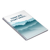 Blauwe golvende berglandschap Inspirerend quote Notitieboek (Rechterzijde)