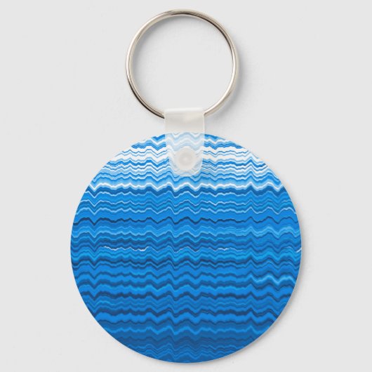 Blauwe golvende lijnenpatroon sleutelhanger (Voorkant)