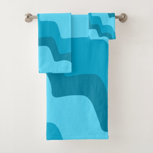 Blauwe golvende oceaangolven gradiënt bad handdoek (Insitu)