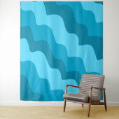 Blauwe golvende oceaangolven gradiënt wandkleed (In situ)