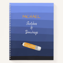 Blauwe golvende tinten gepersonaliseerde tekst notitieboek