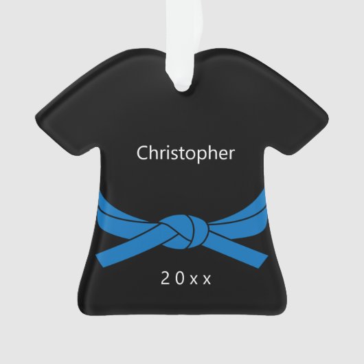 Blauwe gordel Karate Ornament (voorkant)