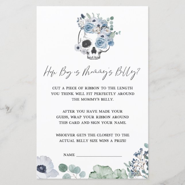 Blauwe Gotische Schedel Hoe groot is Mommys Belly  (Voorkant)