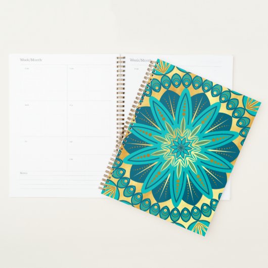 Blauwe Goud Bloem Mandala Planner (Display)