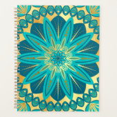 Blauwe Goud Bloem Mandala Planner (Voorkant)