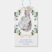 Blauwe goudbloem Oerwoud Elephant Shower Birthday Cadeaulabel (Voorkant)