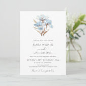 Blauwe Gouden Bloemen Wit Kaart (Staand voorkant)