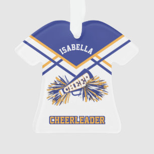 Blauwe, gouden en witte Cheerleader Ornament