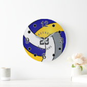 Blauwe, gouden en witte volleybalstijl met DIY-tek Grote Klok (Huis)
