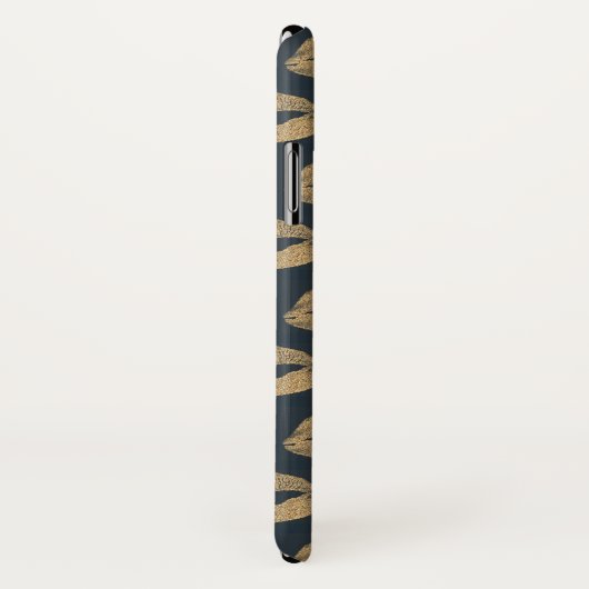 Blauwe gouden lippen Gothic Gepersonaliseerd Monog Case-Mate iPhone Case (Achterkant / rechts)