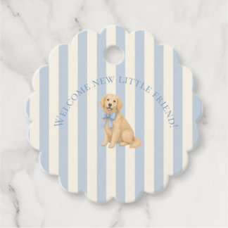 Blauwe Gouden Retriever Baby Shower Bedankjes Labels