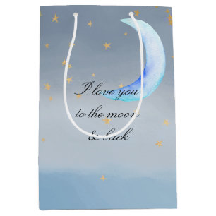 Blauwe gouden sterren houden van je moeder medium cadeauzakje