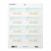 Blauwe goudglitter Sparkle Confetti Stippen Modern Etiket (Full Sheet)