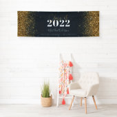 blauwe goudglitterscriptklasse van afstuderen spandoek (Insitu)