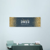 blauwe goudglitterscriptklasse van afstuderen spandoek (Beurs)