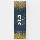 blauwe goudglitterscriptklasse van afstuderen spandoek (Verticaal)