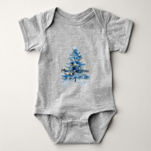 Blauwe goudkerstboom romper (Voorkant)