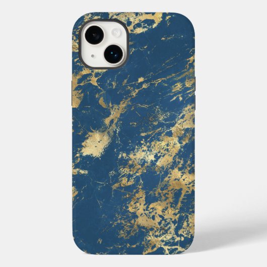 Blauwe goudmarmer Case-Mate iPhone case (Achterkant)