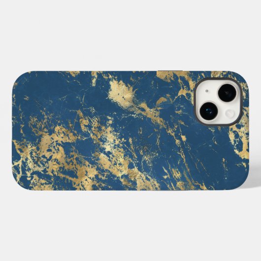 Blauwe goudmarmer Case-Mate iPhone case (Achterkant (horizontaal))