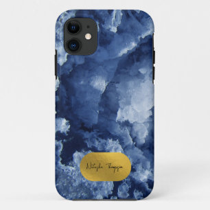 Blauwe goudolie Zee Kristallen Handtekening iPhone 11 Hoesje