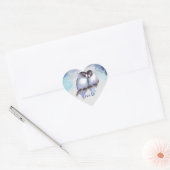 Blauwe goudvedervogels, Bird Heart Monogram Hart Sticker (Envelop)