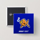 Blauwe goudvis vierkante button 5,1 cm (Voorkant /achterkant)