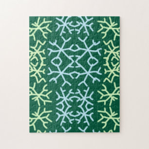 Blauwe gr sneeuwvlokken Kerstpatroon sneeuwpatroon Legpuzzel