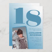 Blauwe gradiënt 18e verjaardag uitnodigingen Boy F (Voorkant / Achterkant)