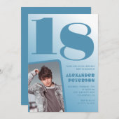 Blauwe gradiënt 18e verjaardag uitnodigingen Boy F (Voorkant / Achterkant)