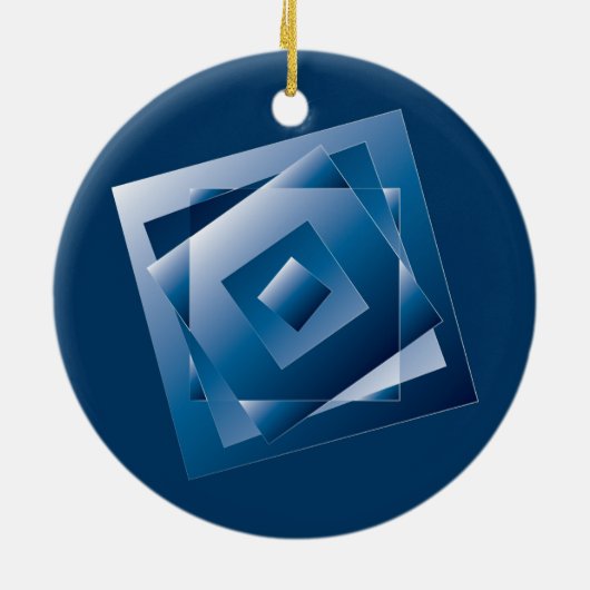 blauwe gradiënt 1 keramisch ornament (Achterkant)