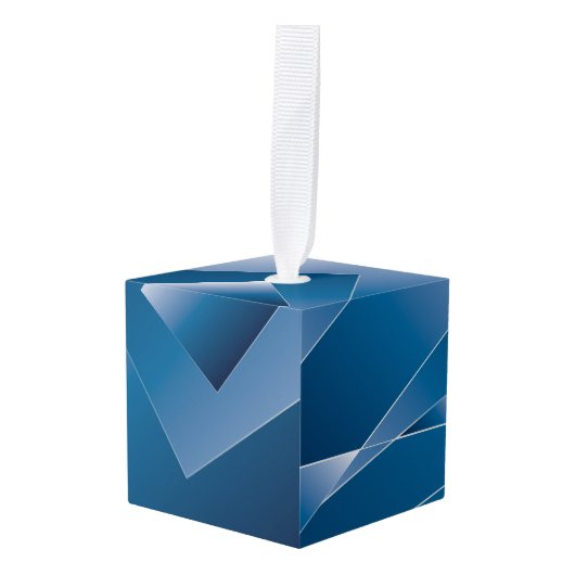 blauwe gradiënt 1 kubus ornament (Voorkant hoekig)