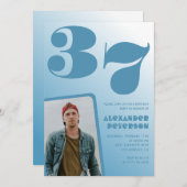 Blauwe gradiënt 37e verjaardag uitnodigingen Manne (Voorkant / Achterkant)
