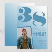Blauwe gradiënt 38e verjaardag uitnodigingen Manne (Voorkant / Achterkant)