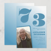 Blauwe gradiënt 73e verjaardag uitnodigingen Manne (Voorkant / Achterkant)
