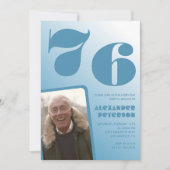 Blauwe gradiënt 76e verjaardag uitnodigingen Manne (Voorkant)