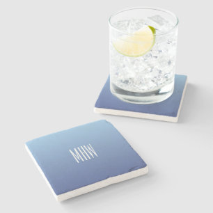 Blauwe gradiënt aangepaste monogram onderzetters