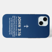 Blauwe Gradiënt Bijbelvers Johannes 3:16 Orthodox Case-Mate iPhone Case (Achterkant (horizontaal))