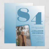 Blauwe Gradiënt Foto 84e verjaardag Kaart (Voorkant / Achterkant)