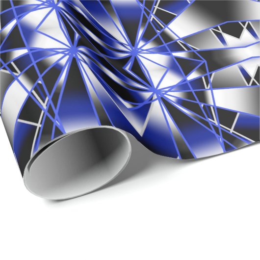 Blauwe gradiënt gevulde mechanische tekenmozaïek cadeaupapier (Rol Hoek)